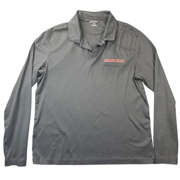 UNTUCKit Men's Damaschino Long Sleeve Polo Shirt with Pocket Gray Medium - Picture 3 of 9